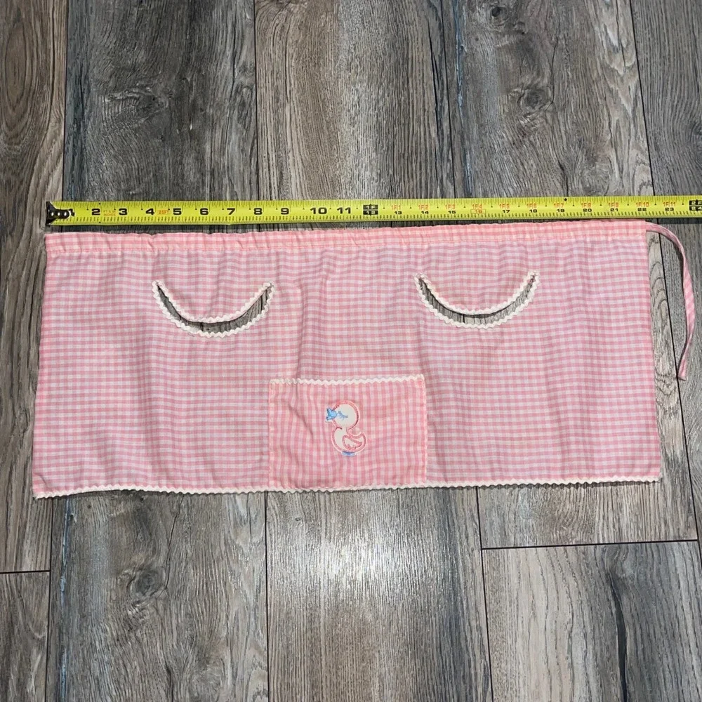 Vintage Pink Gingham High Chair Stroller Cover Embroidered‎ Duck Plastic Lined